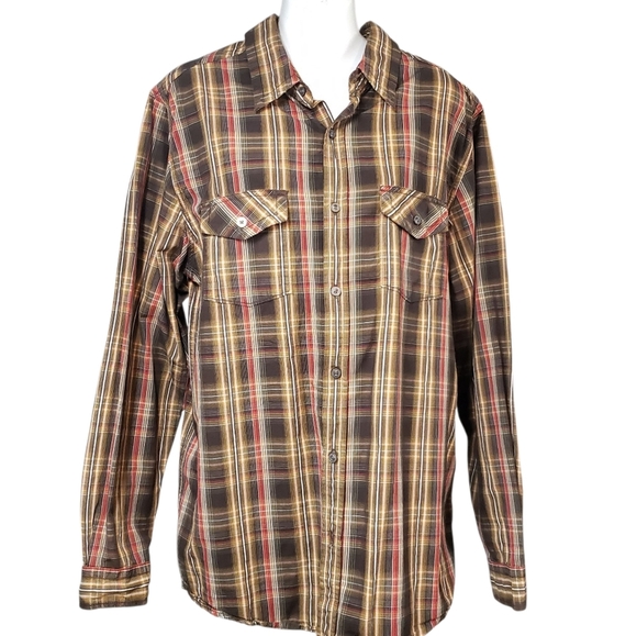 The North Face Men's Brown Red Plaid Button Down Shirt Size Large Casual - Picture 1 of 13